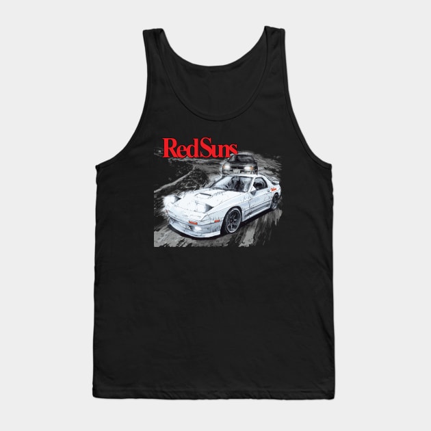 iNTIAL D Ryosuke Takahashi FC vs Kyoichi Sudo EVO Drift Car Battle RED SUNS EMPERIOR Tank Top by cowtown_cowboy